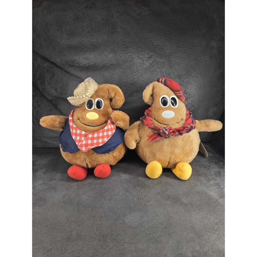 1984 Nestle Morsel Family Plush Set - Milky Country Cousin & Uncle Scotchy Tags